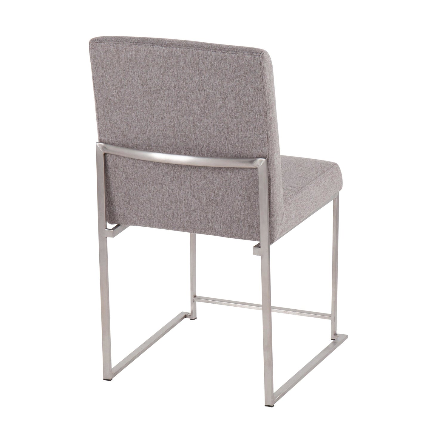 High Back Fuji Contemporary Dining Chair in Gold Steel and Beige Fabric   - Set of 2