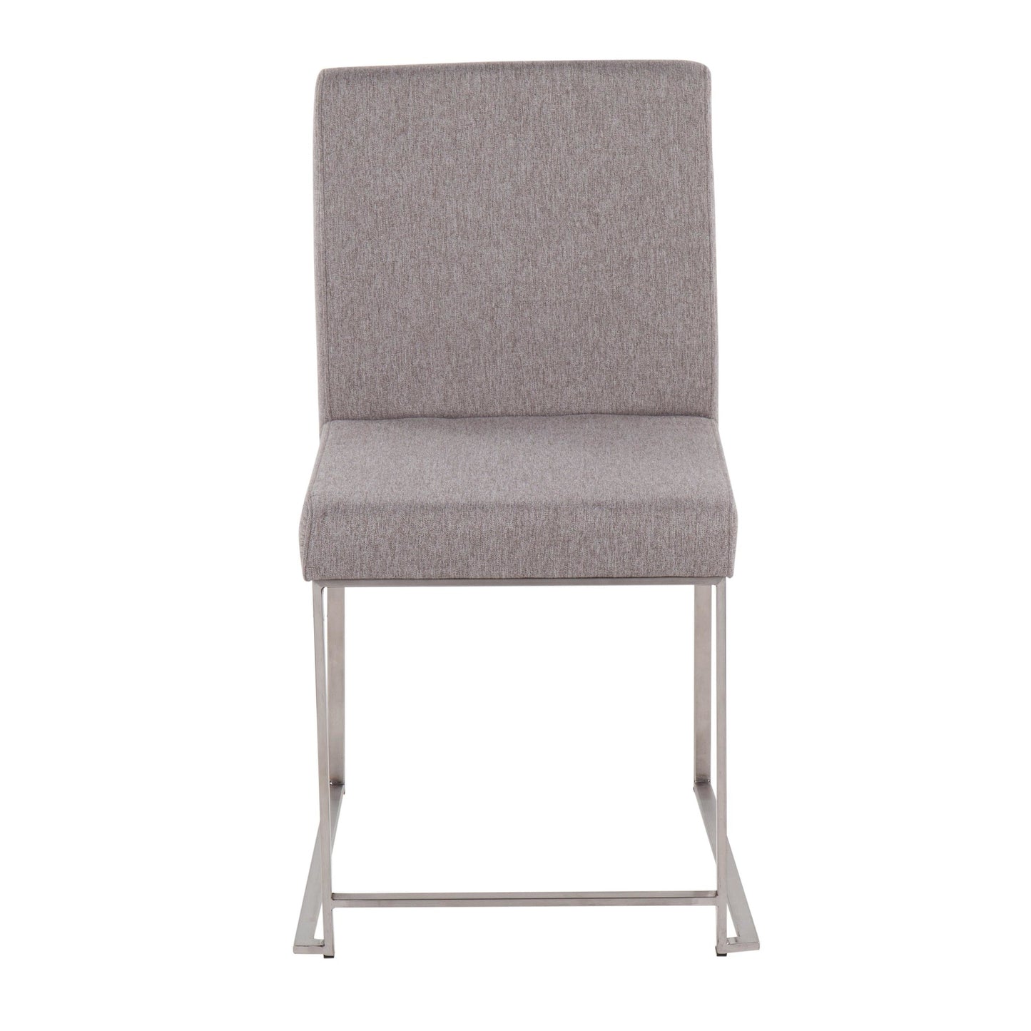 High Back Fuji Contemporary Dining Chair in Gold Steel and Beige Fabric   - Set of 2