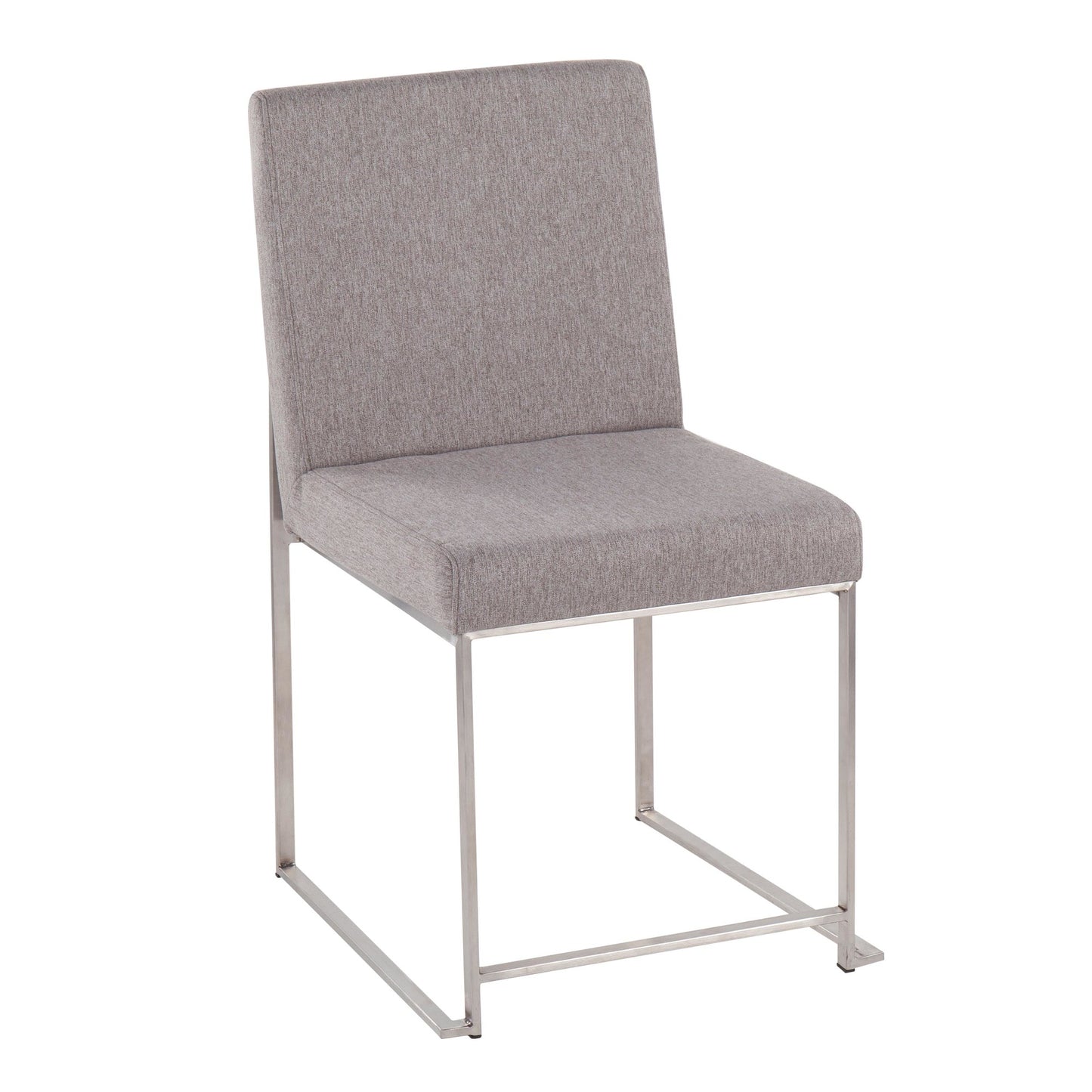 High Back Fuji Contemporary Dining Chair in Gold Steel and Beige Fabric   - Set of 2