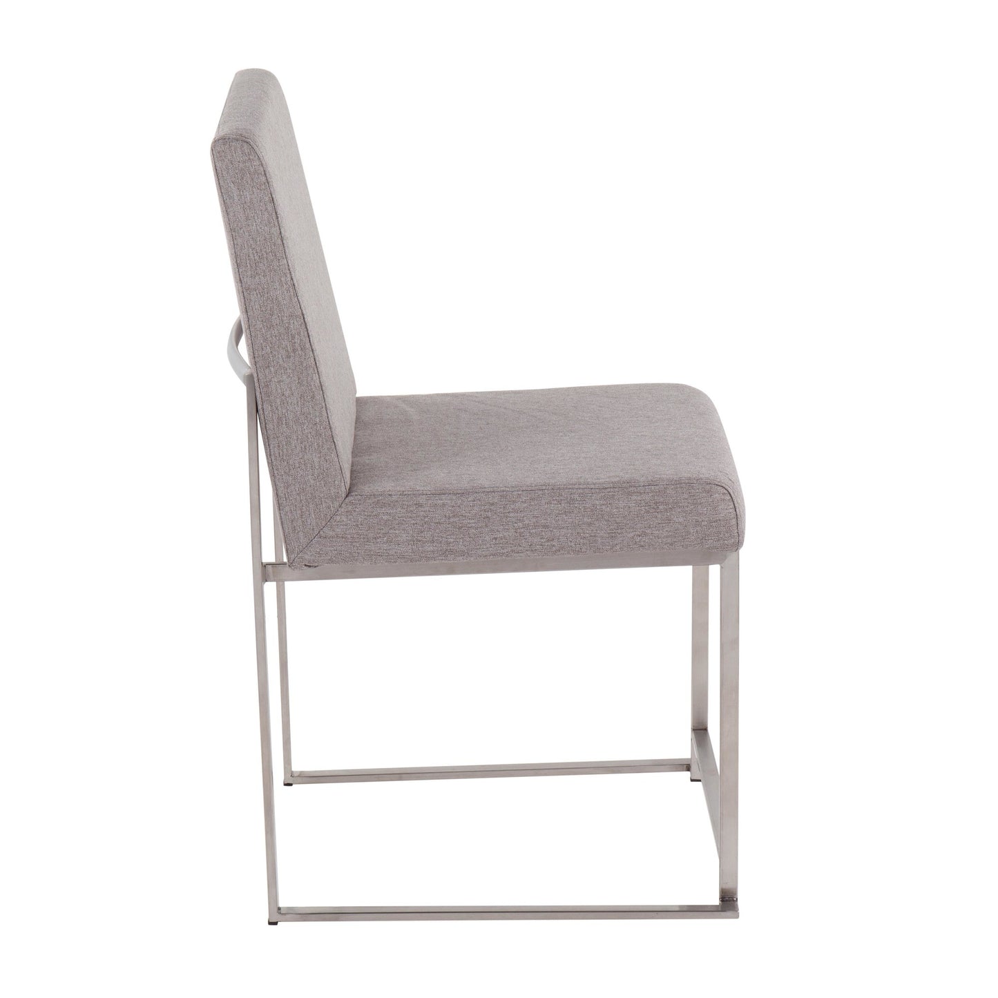 High Back Fuji Contemporary Dining Chair in Gold Steel and Beige Fabric   - Set of 2