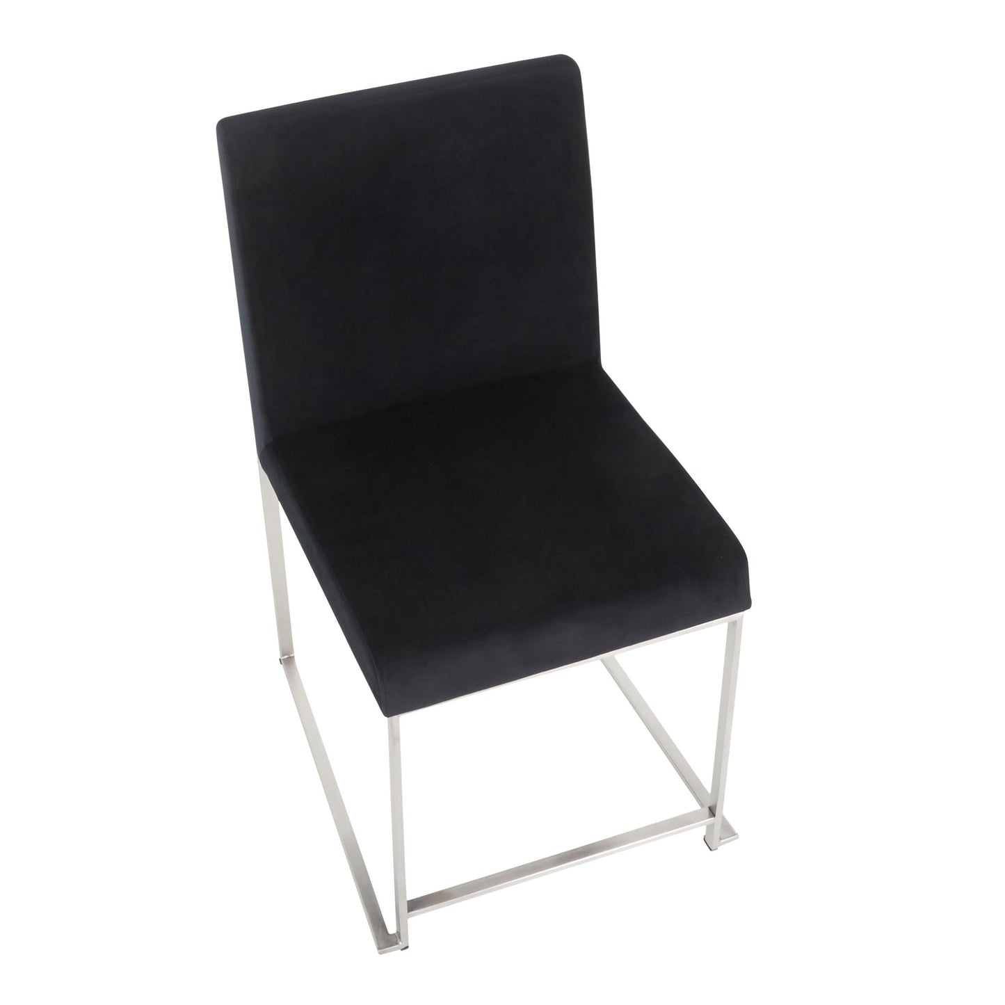 High Back Fuji Contemporary Dining Chair in Gold Steel and Beige Fabric   - Set of 2
