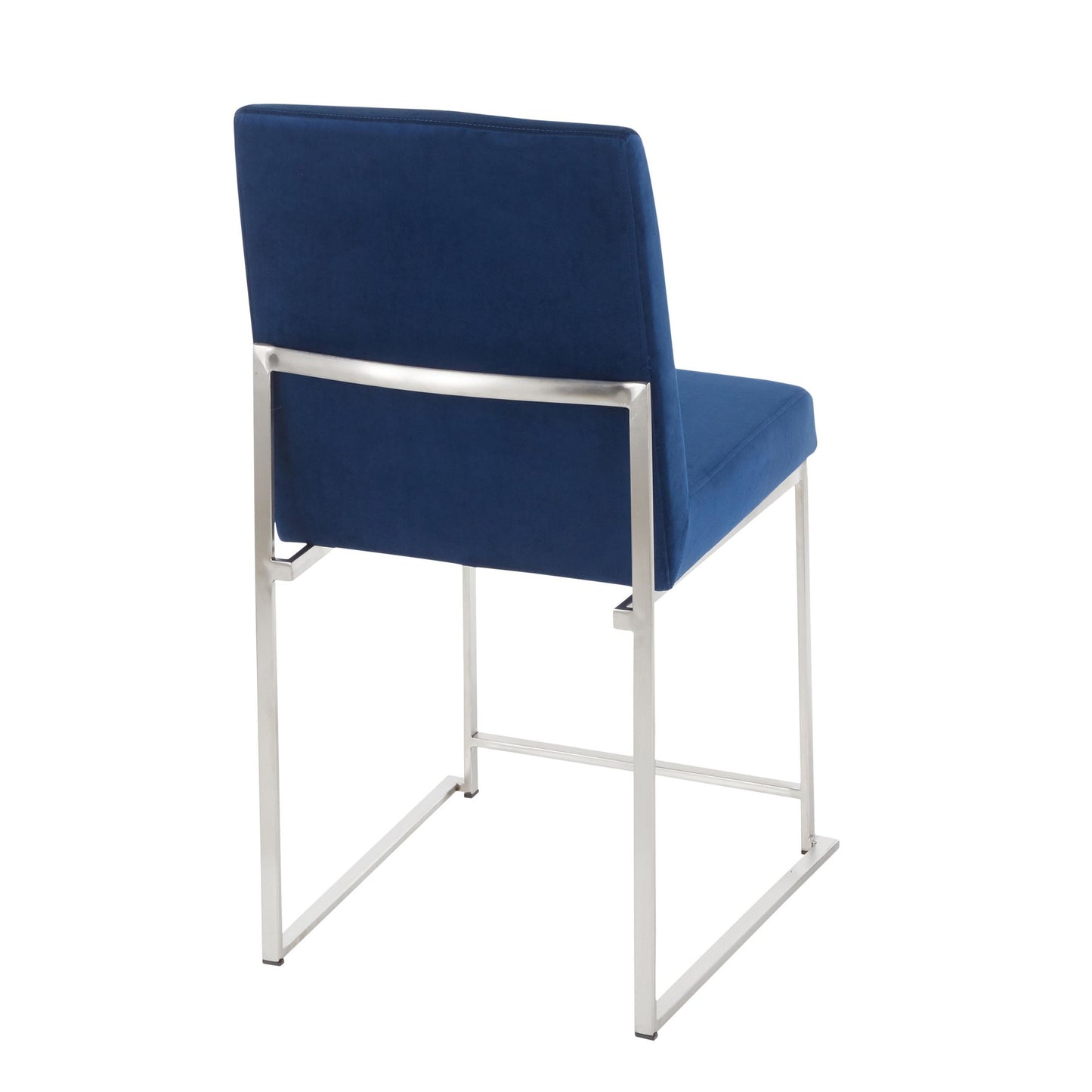 High Back Fuji Contemporary Dining Chair in Gold Steel and Beige Fabric   - Set of 2