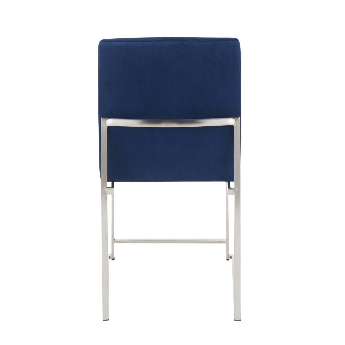 High Back Fuji Contemporary Dining Chair in Gold Steel and Beige Fabric   - Set of 2