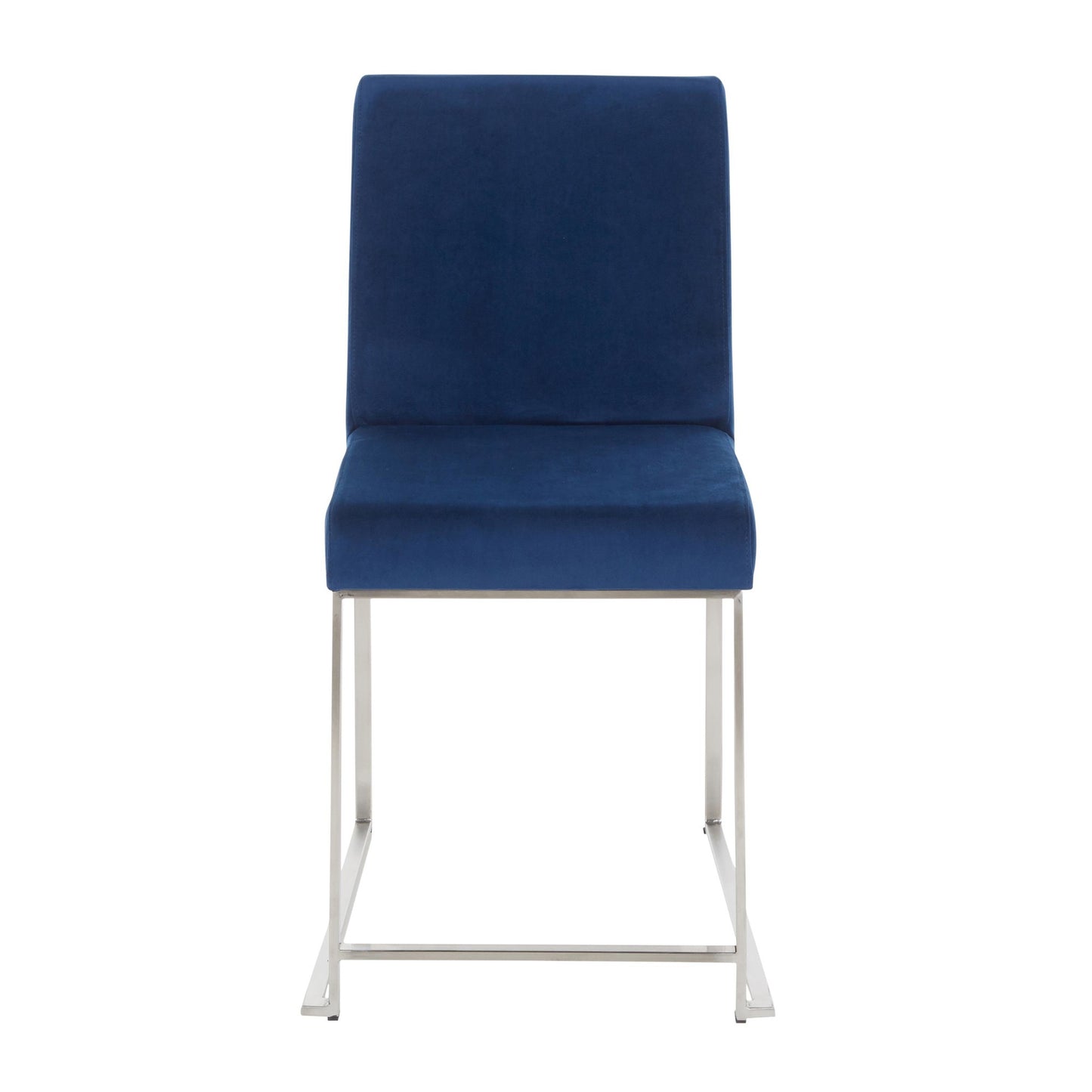 High Back Fuji Contemporary Dining Chair in Gold Steel and Beige Fabric   - Set of 2
