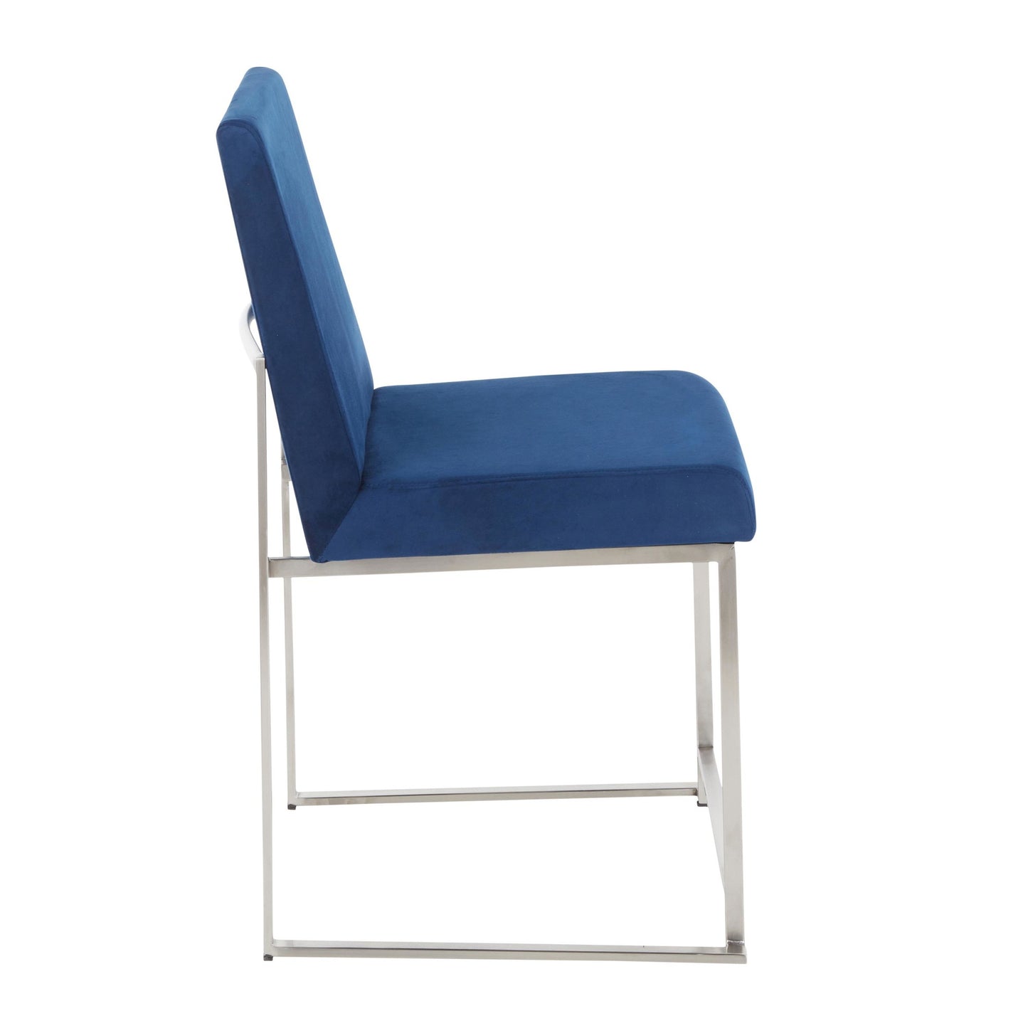 High Back Fuji Contemporary Dining Chair in Gold Steel and Beige Fabric   - Set of 2