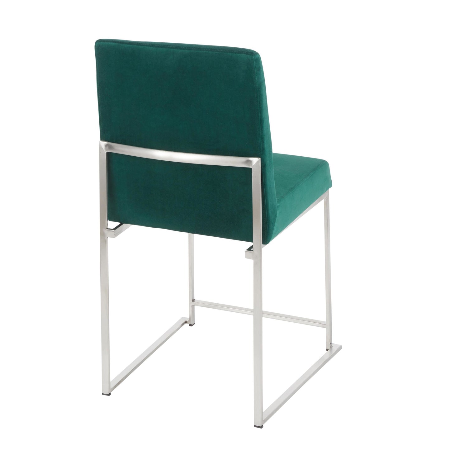 High Back Fuji Contemporary Dining Chair in Gold Steel and Beige Fabric   - Set of 2