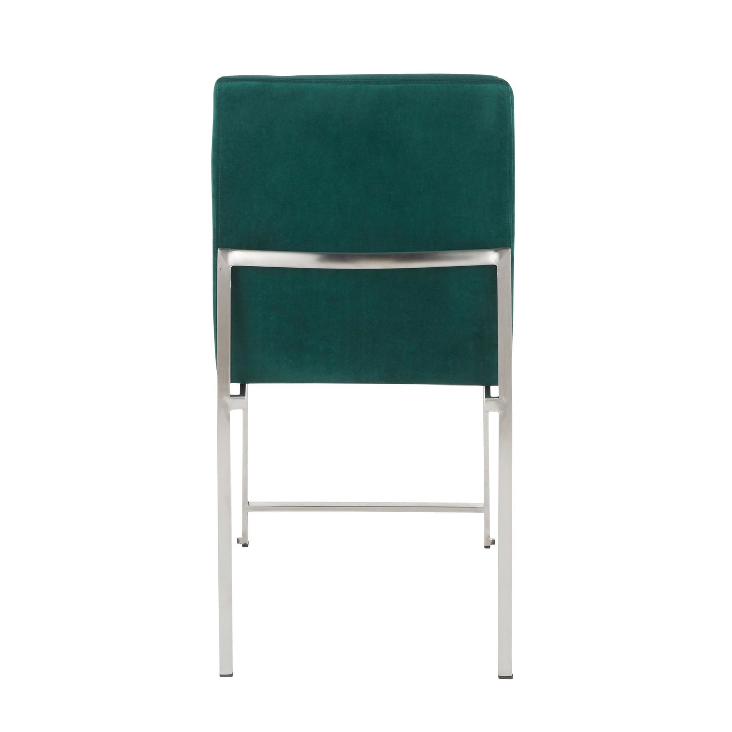 High Back Fuji Contemporary Dining Chair in Gold Steel and Beige Fabric   - Set of 2