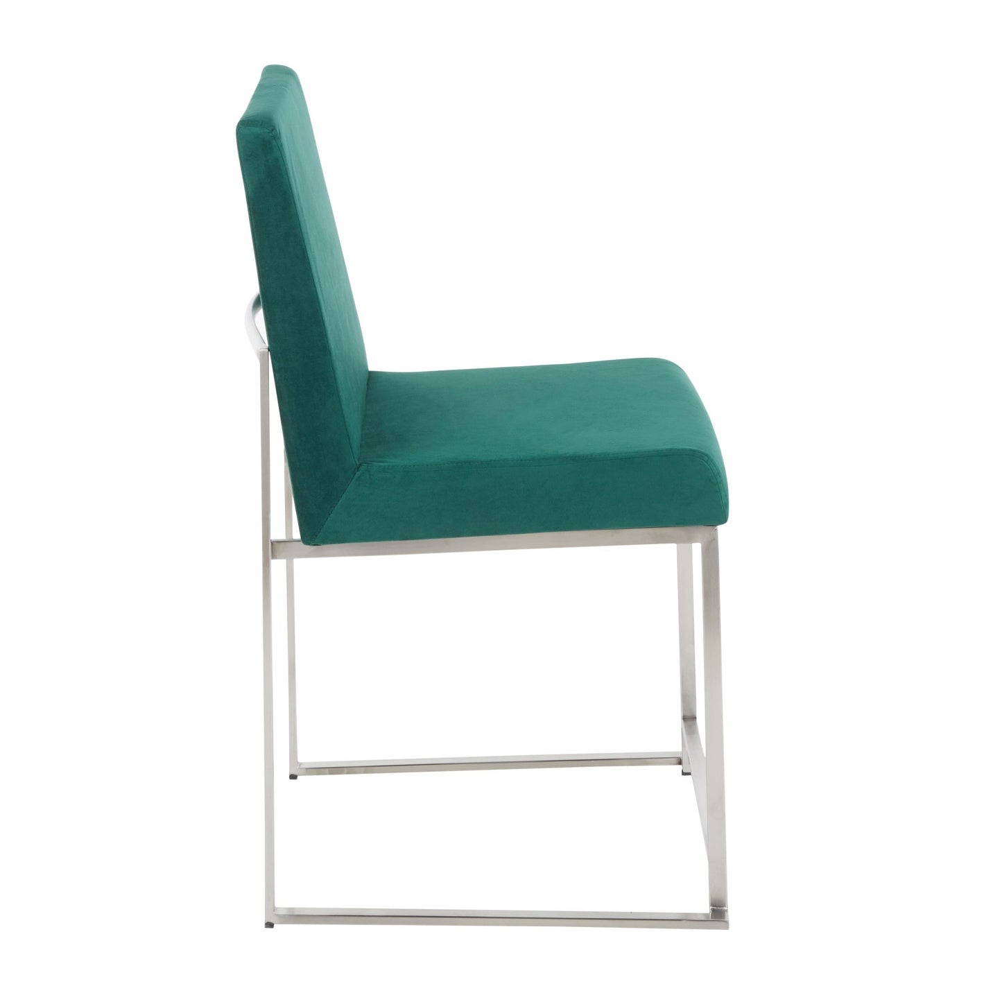 High Back Fuji Contemporary Dining Chair in Gold Steel and Beige Fabric   - Set of 2
