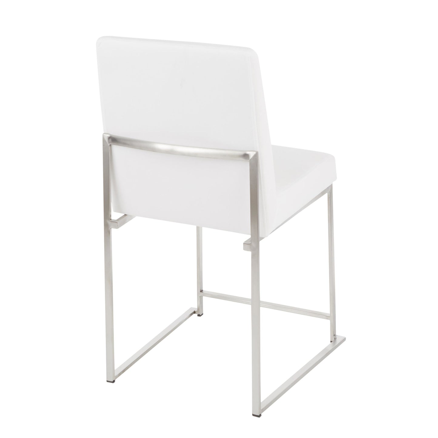High Back Fuji Contemporary Dining Chair in Gold Steel and Beige Fabric   - Set of 2