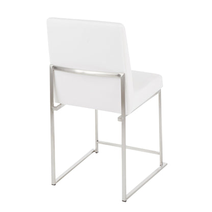 High Back Fuji Contemporary Dining Chair in Gold Steel and Beige Fabric   - Set of 2