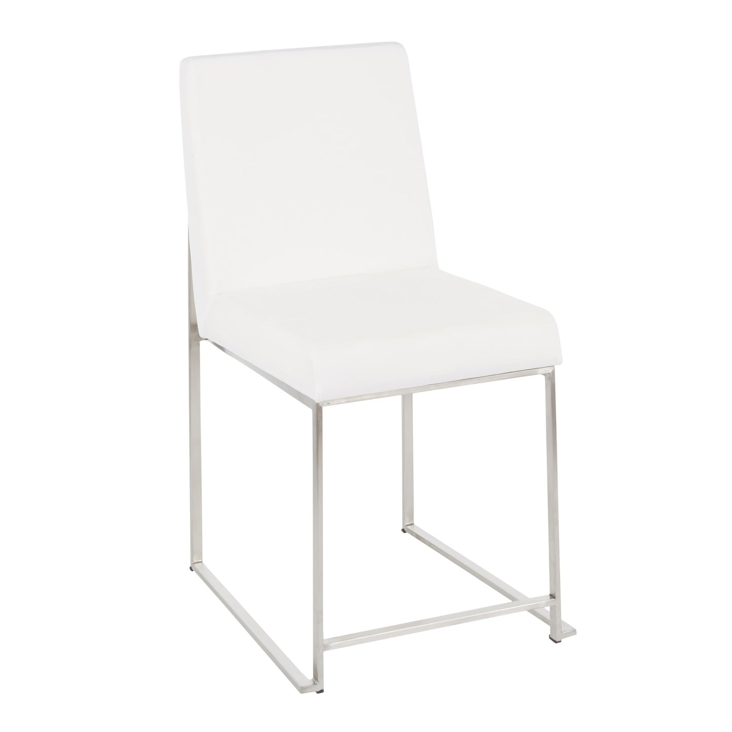 High Back Fuji Contemporary Dining Chair in Gold Steel and Beige Fabric   - Set of 2