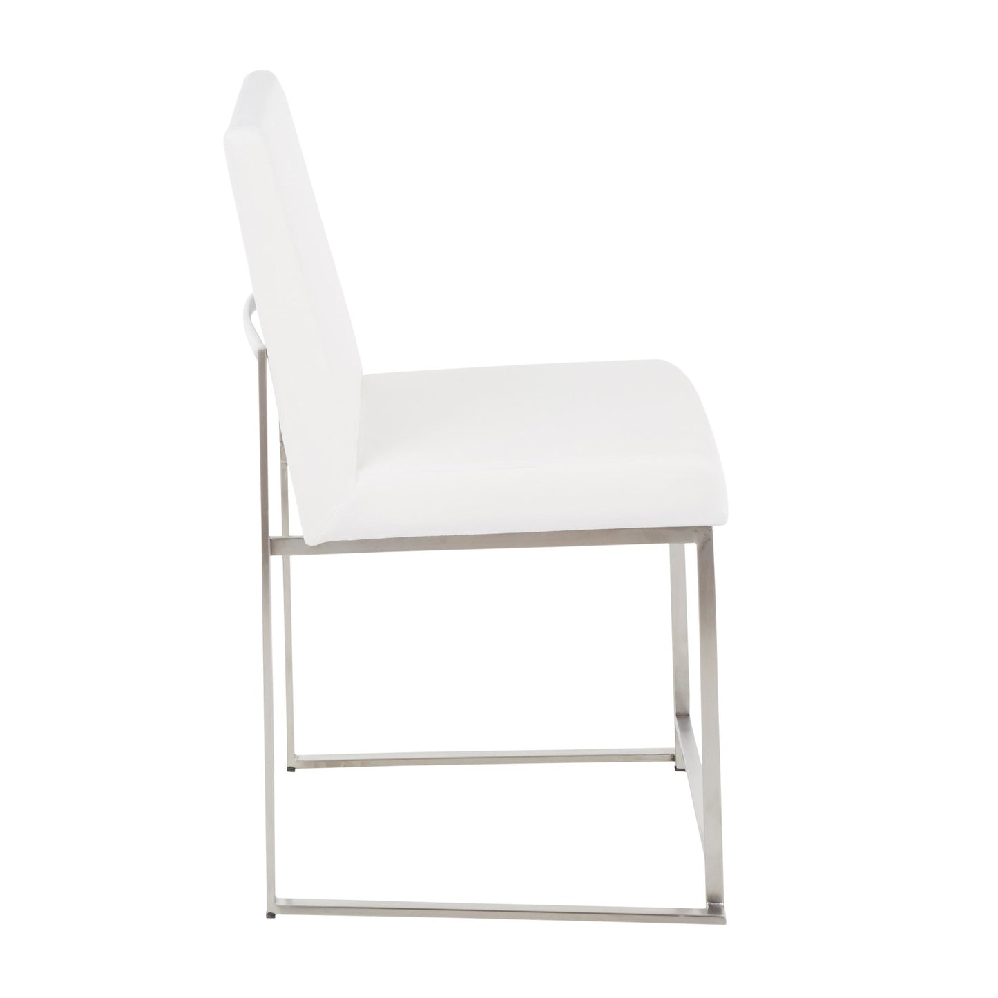 High Back Fuji Contemporary Dining Chair in Gold Steel and Beige Fabric   - Set of 2