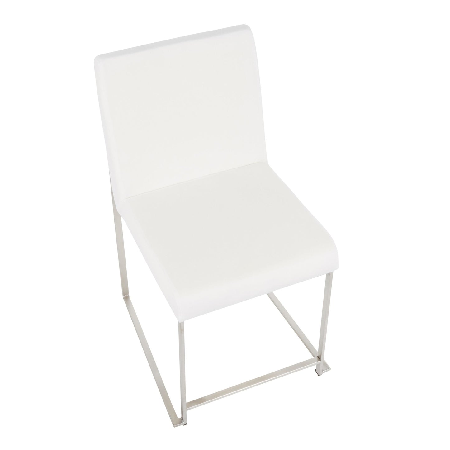 High Back Fuji Contemporary Dining Chair in Gold Steel and Beige Fabric   - Set of 2