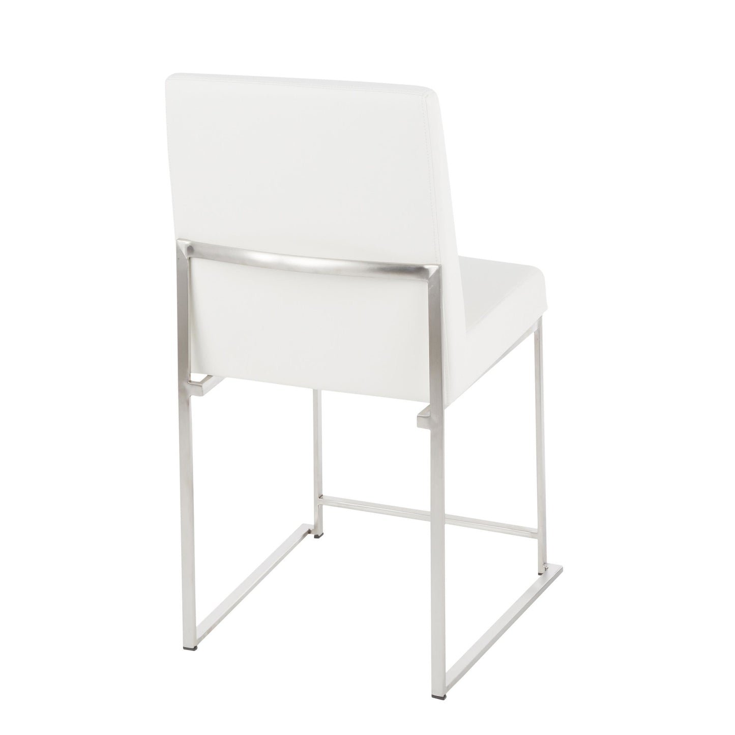 High Back Fuji Contemporary Dining Chair in Gold Steel and Beige Fabric   - Set of 2