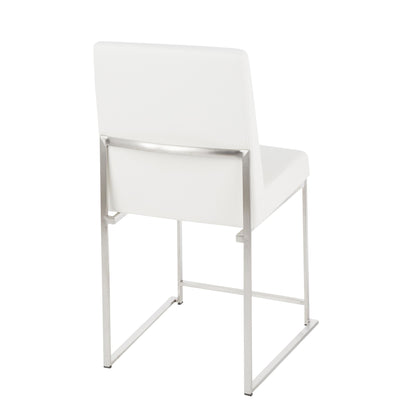High Back Fuji Contemporary Dining Chair in Gold Steel and Beige Fabric   - Set of 2