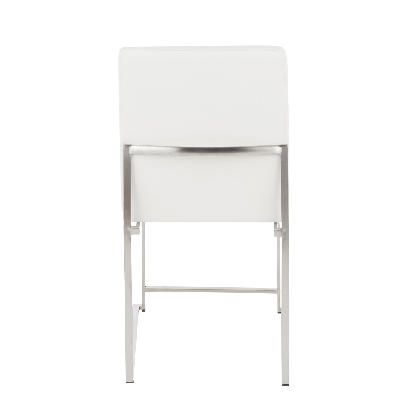 High Back Fuji Contemporary Dining Chair in Gold Steel and Beige Fabric   - Set of 2