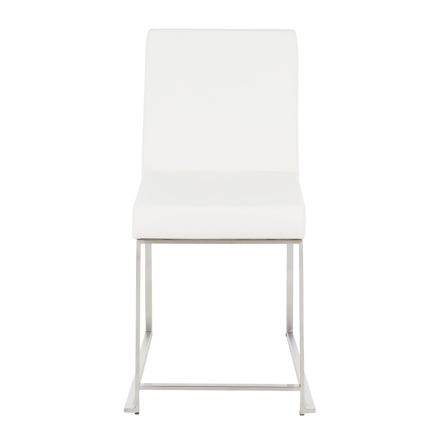 High Back Fuji Contemporary Dining Chair in Gold Steel and Beige Fabric   - Set of 2