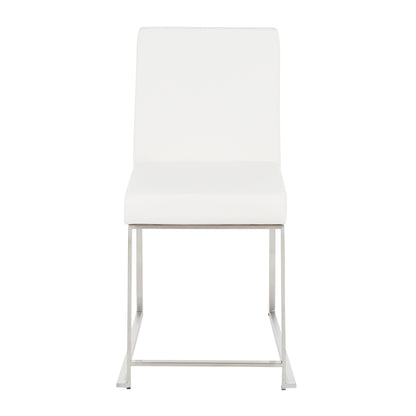 High Back Fuji Contemporary Dining Chair in Gold Steel and Beige Fabric   - Set of 2