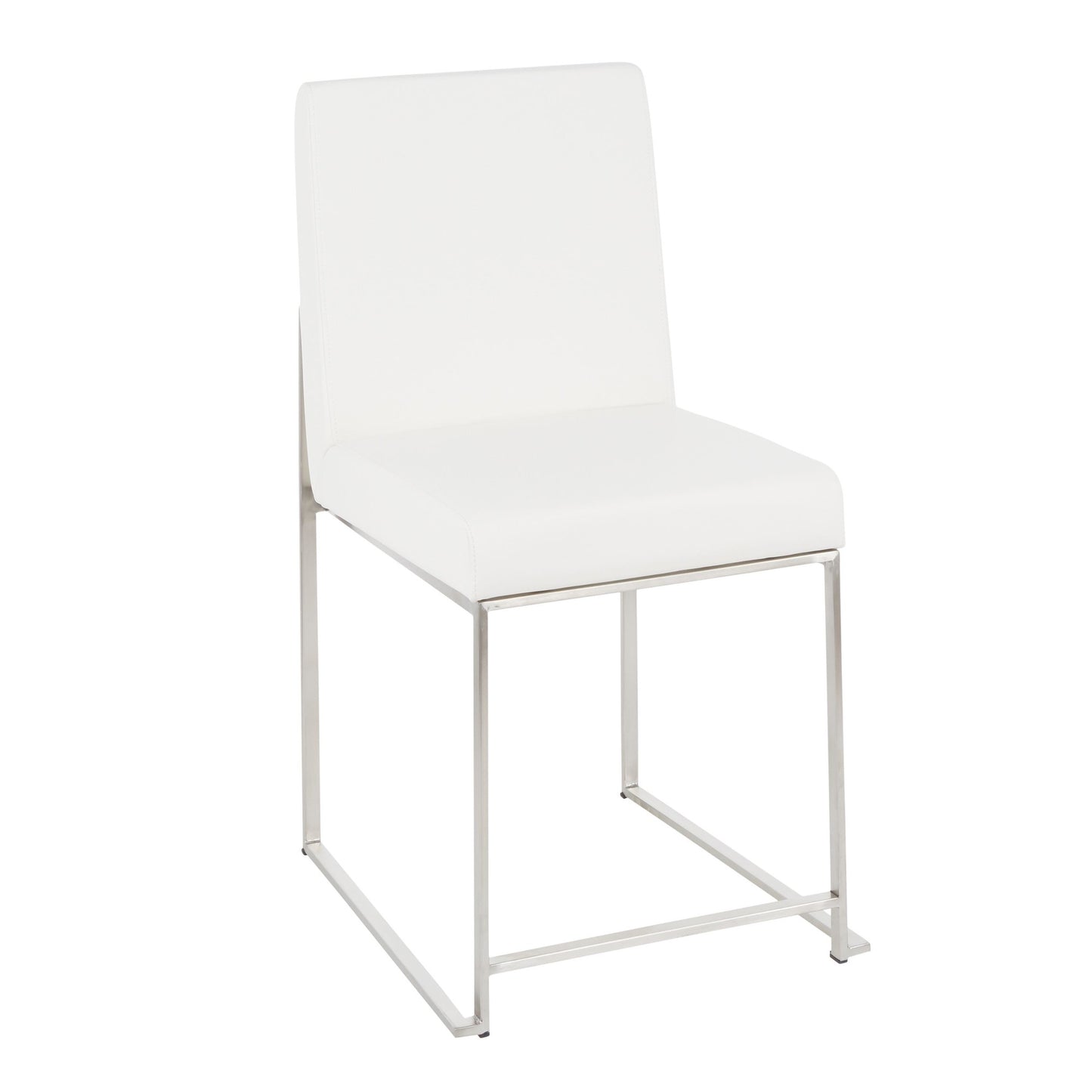 High Back Fuji Contemporary Dining Chair in Gold Steel and Beige Fabric   - Set of 2