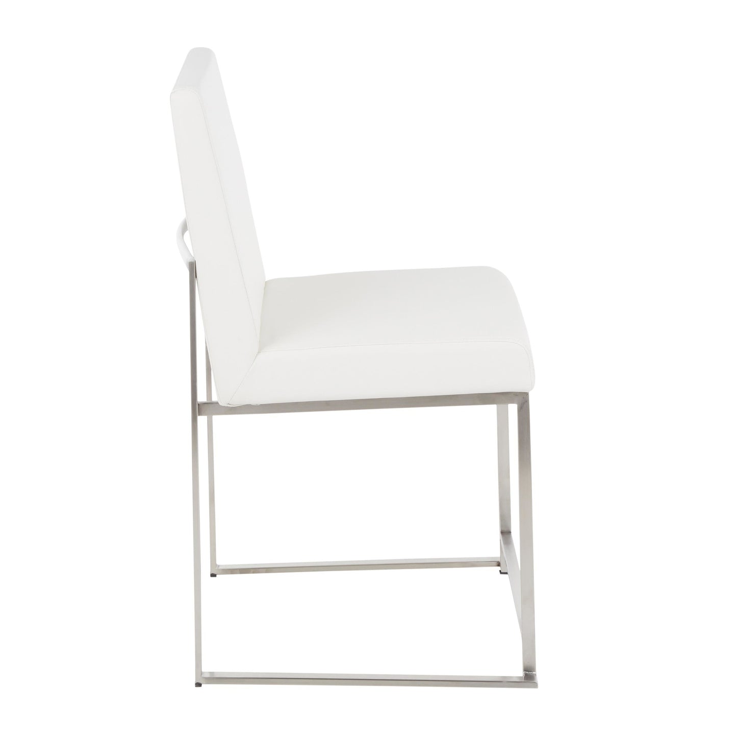 High Back Fuji Contemporary Dining Chair in Gold Steel and Beige Fabric   - Set of 2