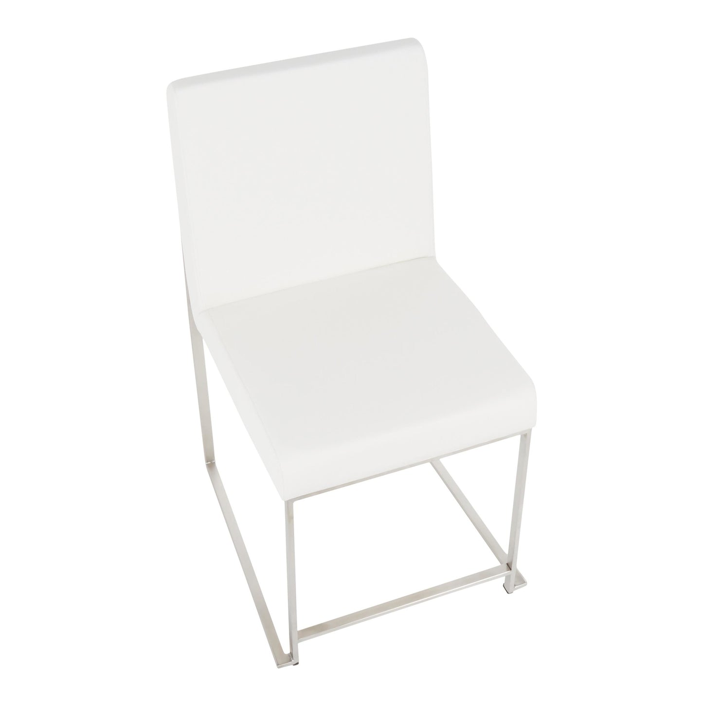 High Back Fuji Contemporary Dining Chair in Gold Steel and Beige Fabric   - Set of 2