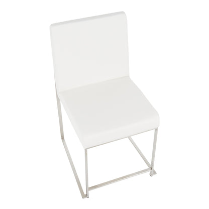 High Back Fuji Contemporary Dining Chair in Gold Steel and Beige Fabric   - Set of 2