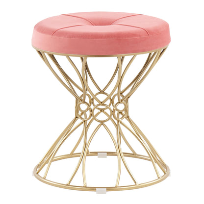 Jasmine Contemporary Vanity Stool in Gold Metal and Black Velvet