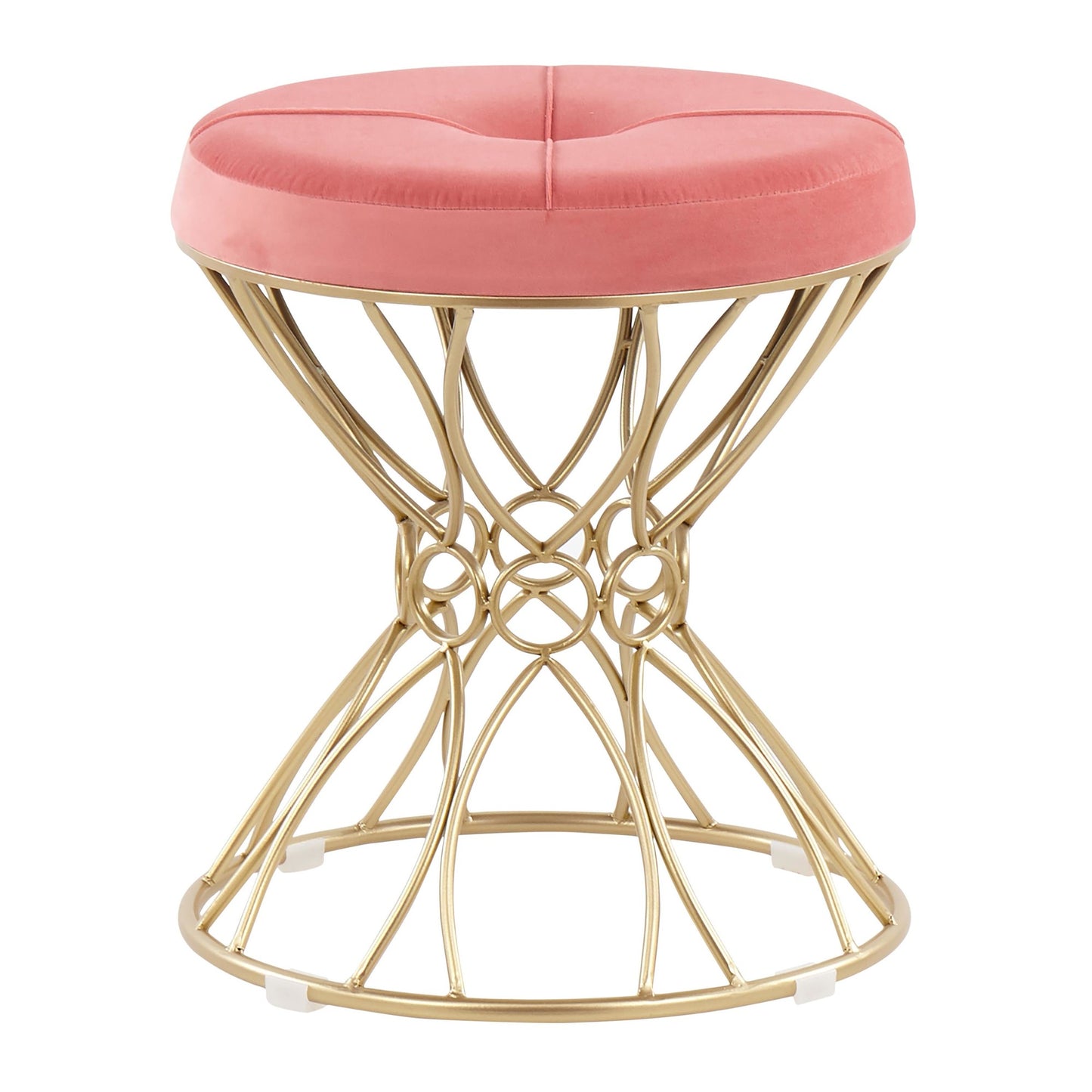 Jasmine Contemporary Vanity Stool in Gold Metal and Black Velvet