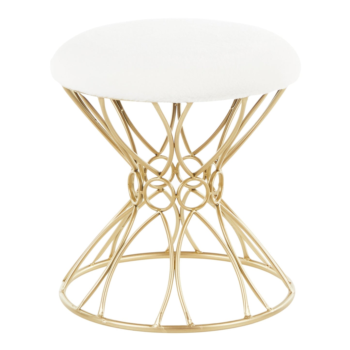 Jasmine Contemporary Vanity Stool in Gold Metal and Black Velvet