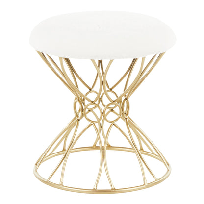 Jasmine Contemporary Vanity Stool in Gold Metal and Black Velvet