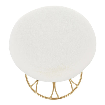 Jasmine Contemporary Vanity Stool in Gold Metal and Black Velvet