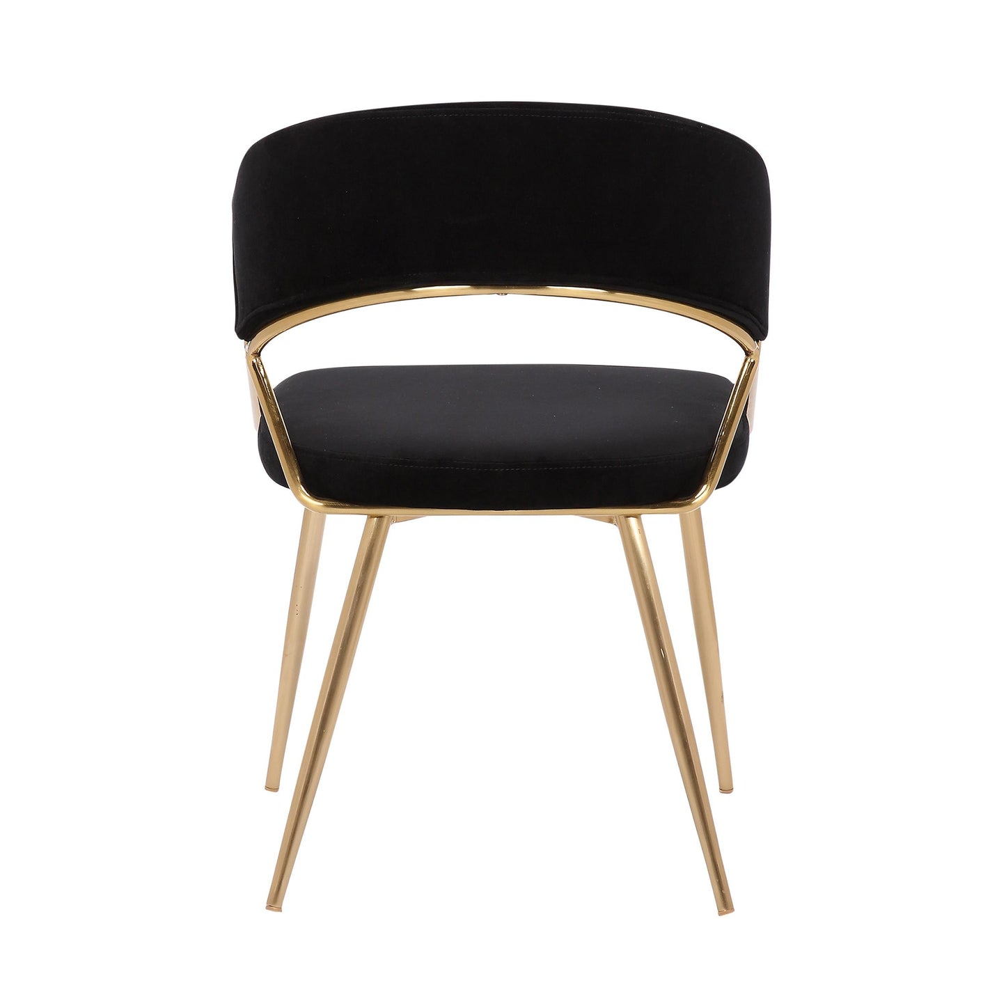 Jie Glam Dining Chair in Gold Steel and Black Velvet   - Set of 2