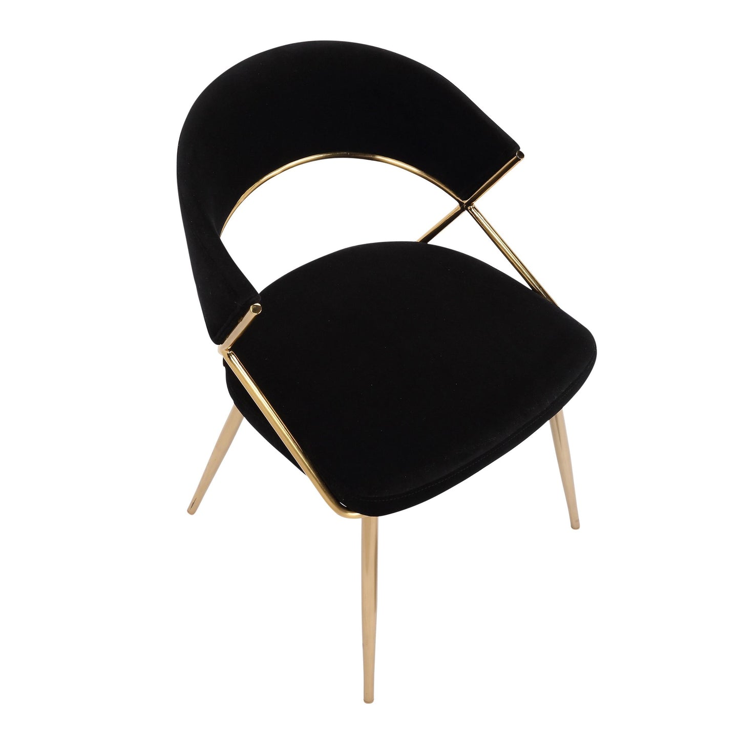 Jie Glam Dining Chair in Gold Steel and Black Velvet   - Set of 2