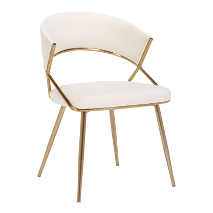 Jie Glam Dining Chair in Gold Steel and Black Velvet   - Set of 2