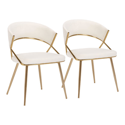 Jie Glam Dining Chair in Gold Steel and Black Velvet   - Set of 2