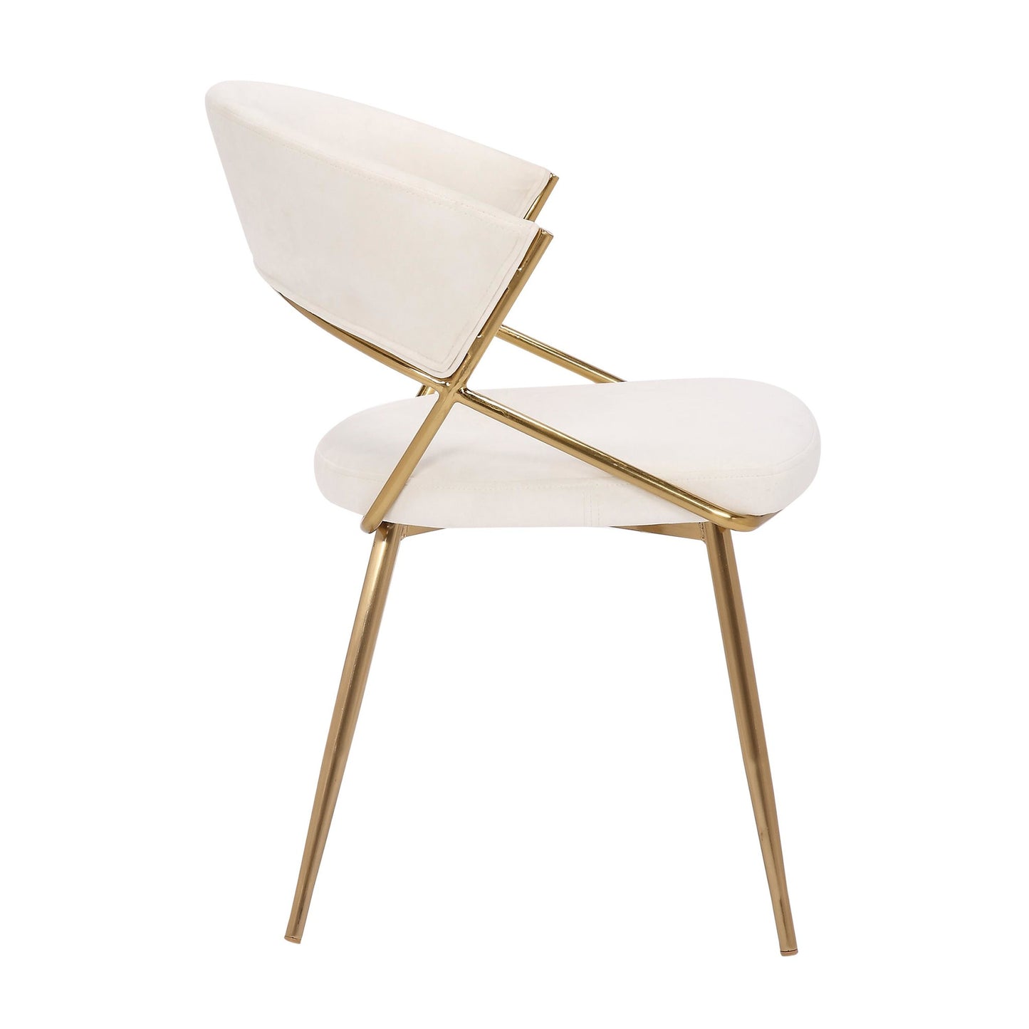 Jie Glam Dining Chair in Gold Steel and Black Velvet   - Set of 2