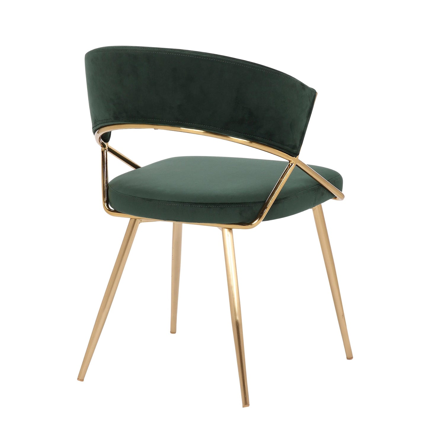 Jie Glam Dining Chair in Gold Steel and Black Velvet   - Set of 2