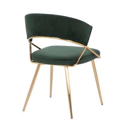 Jie Glam Dining Chair in Gold Steel and Black Velvet   - Set of 2