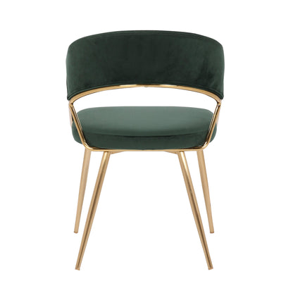 Jie Glam Dining Chair in Gold Steel and Black Velvet   - Set of 2