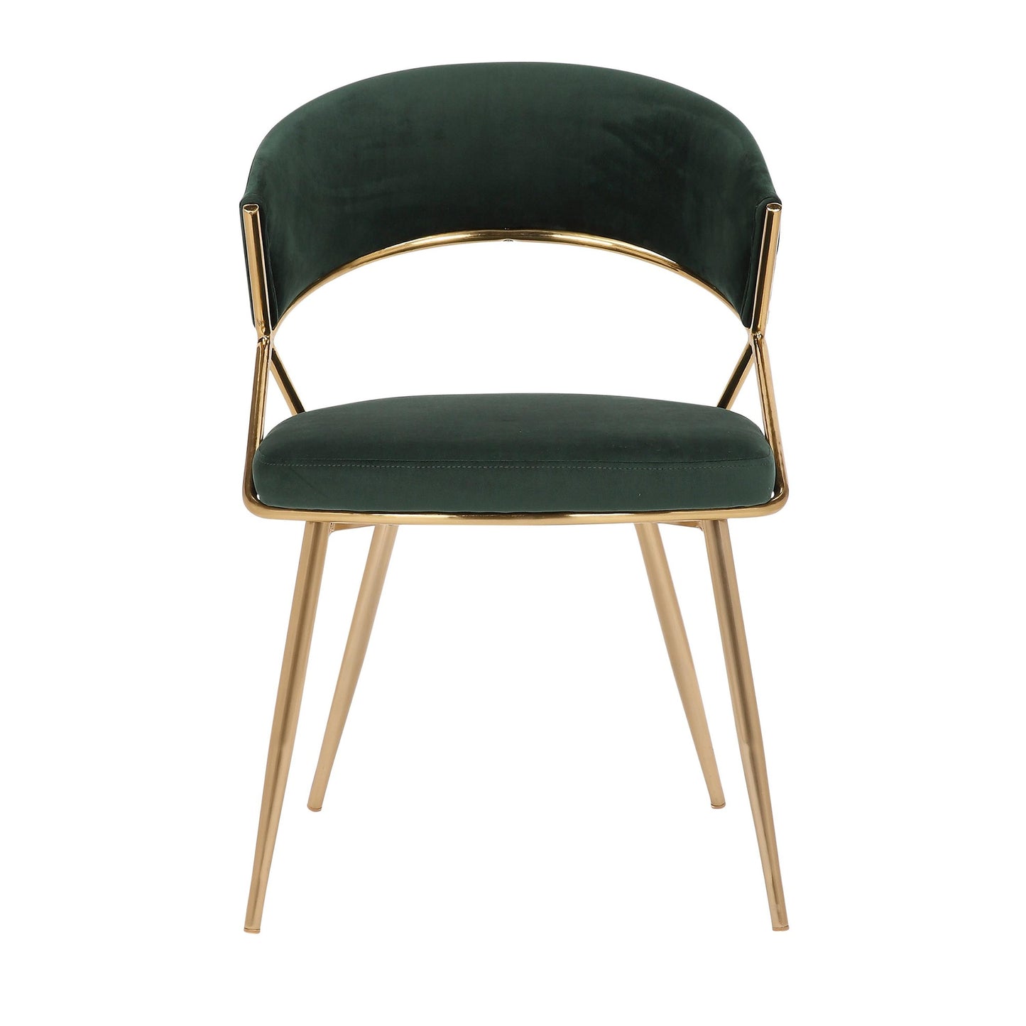 Jie Glam Dining Chair in Gold Steel and Black Velvet   - Set of 2
