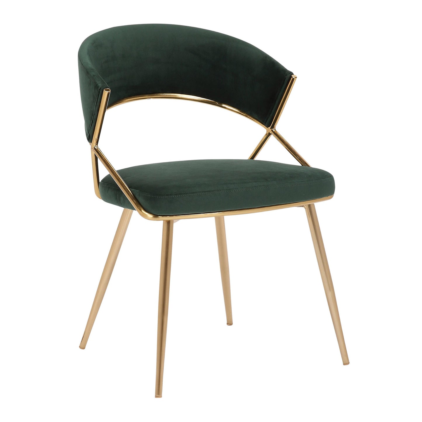 Jie Glam Dining Chair in Gold Steel and Black Velvet   - Set of 2
