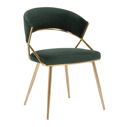 Jie Glam Dining Chair in Gold Steel and Black Velvet   - Set of 2