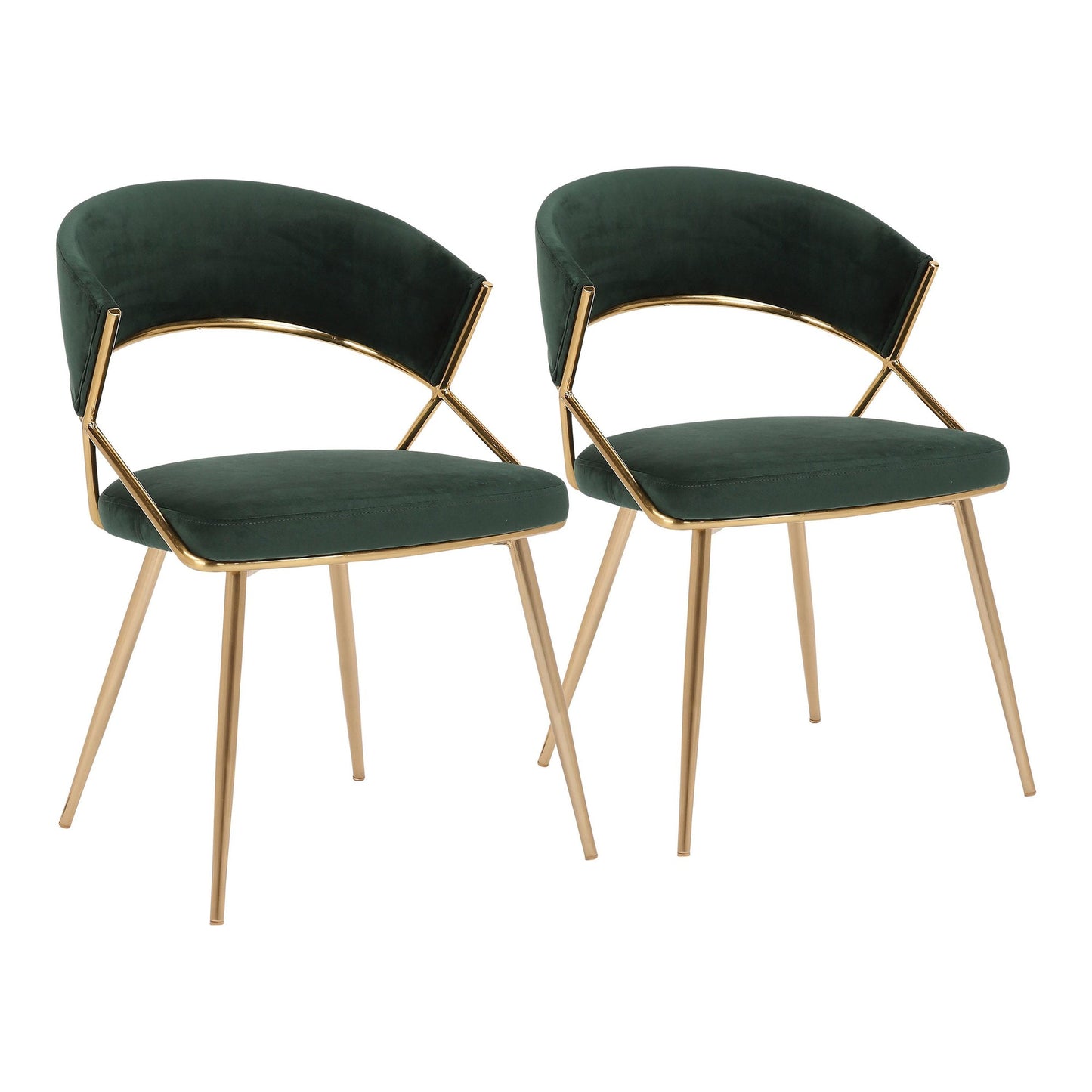 Jie Glam Dining Chair in Gold Steel and Black Velvet   - Set of 2