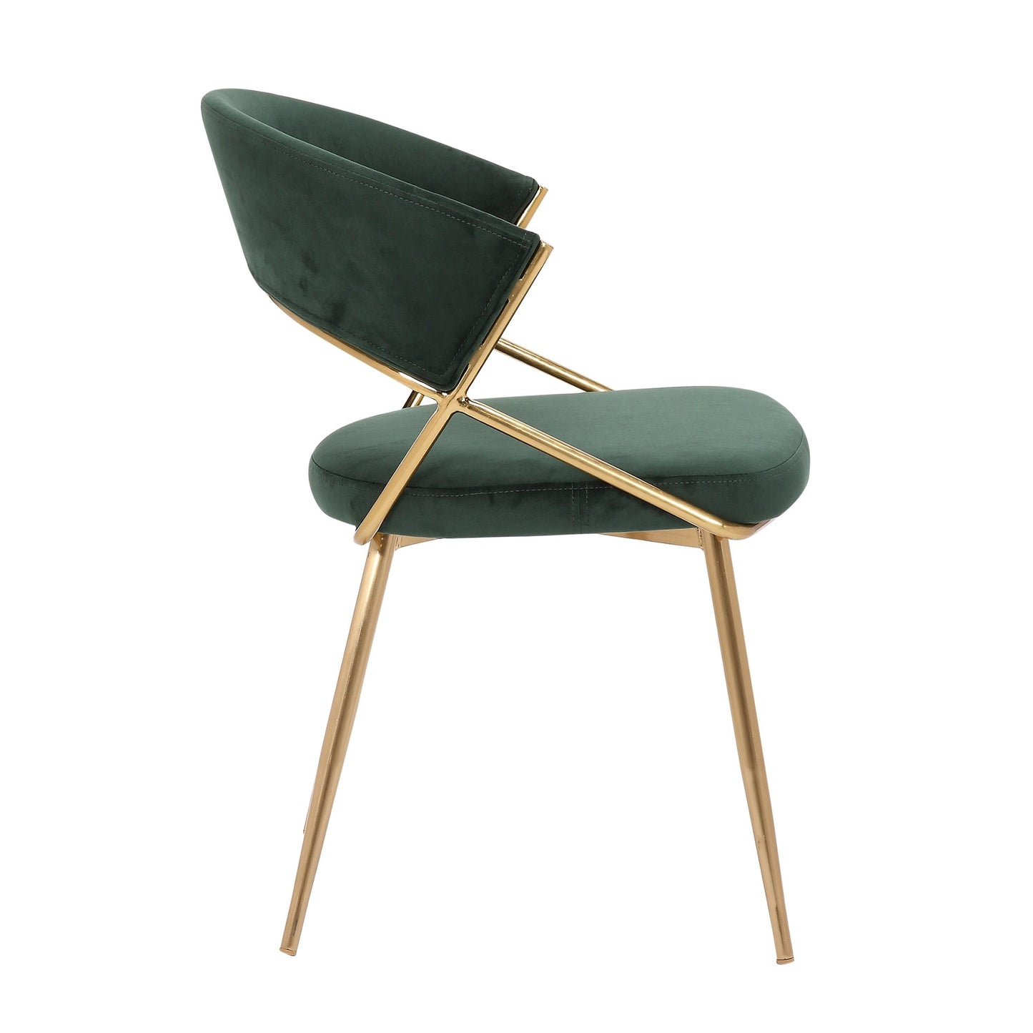 Jie Glam Dining Chair in Gold Steel and Black Velvet   - Set of 2