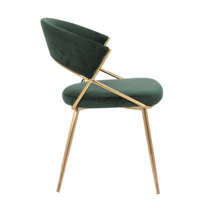 Jie Glam Dining Chair in Gold Steel and Black Velvet   - Set of 2