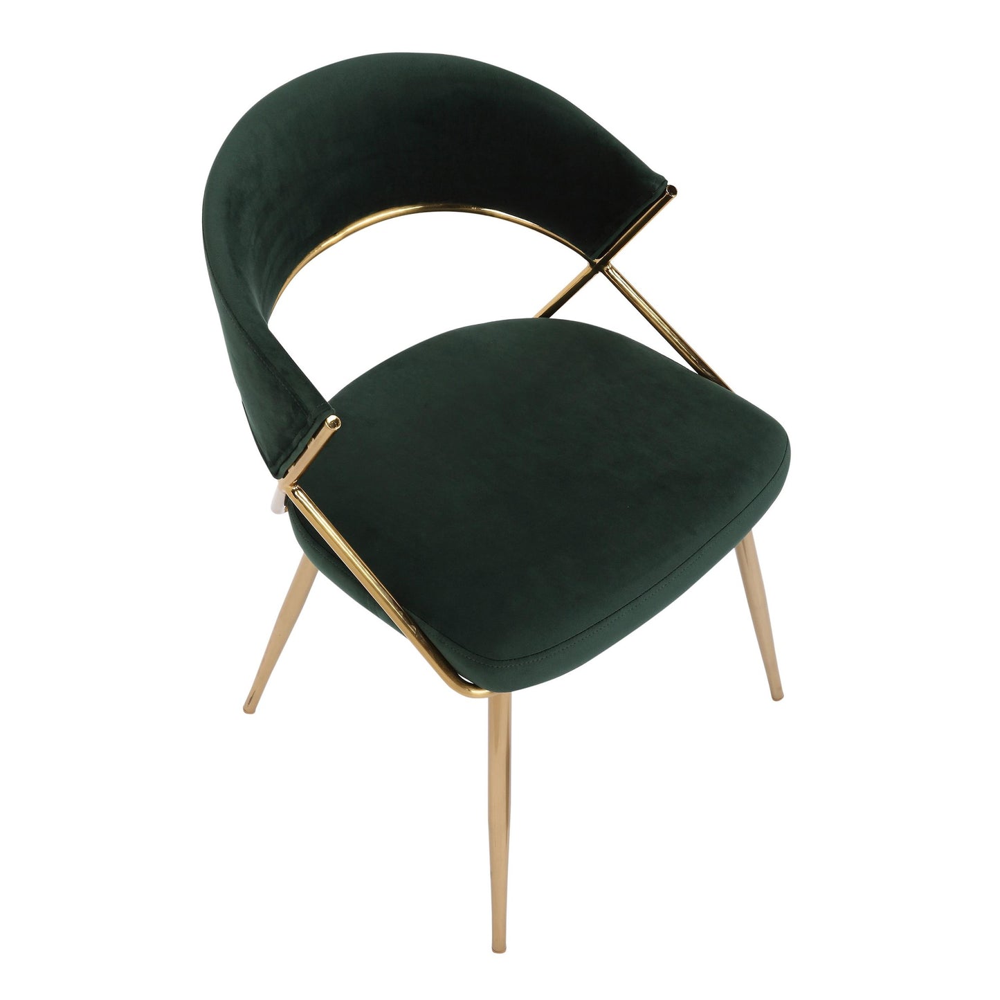 Jie Glam Dining Chair in Gold Steel and Black Velvet   - Set of 2