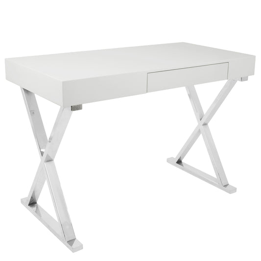 Luster Contemporary Desk in White