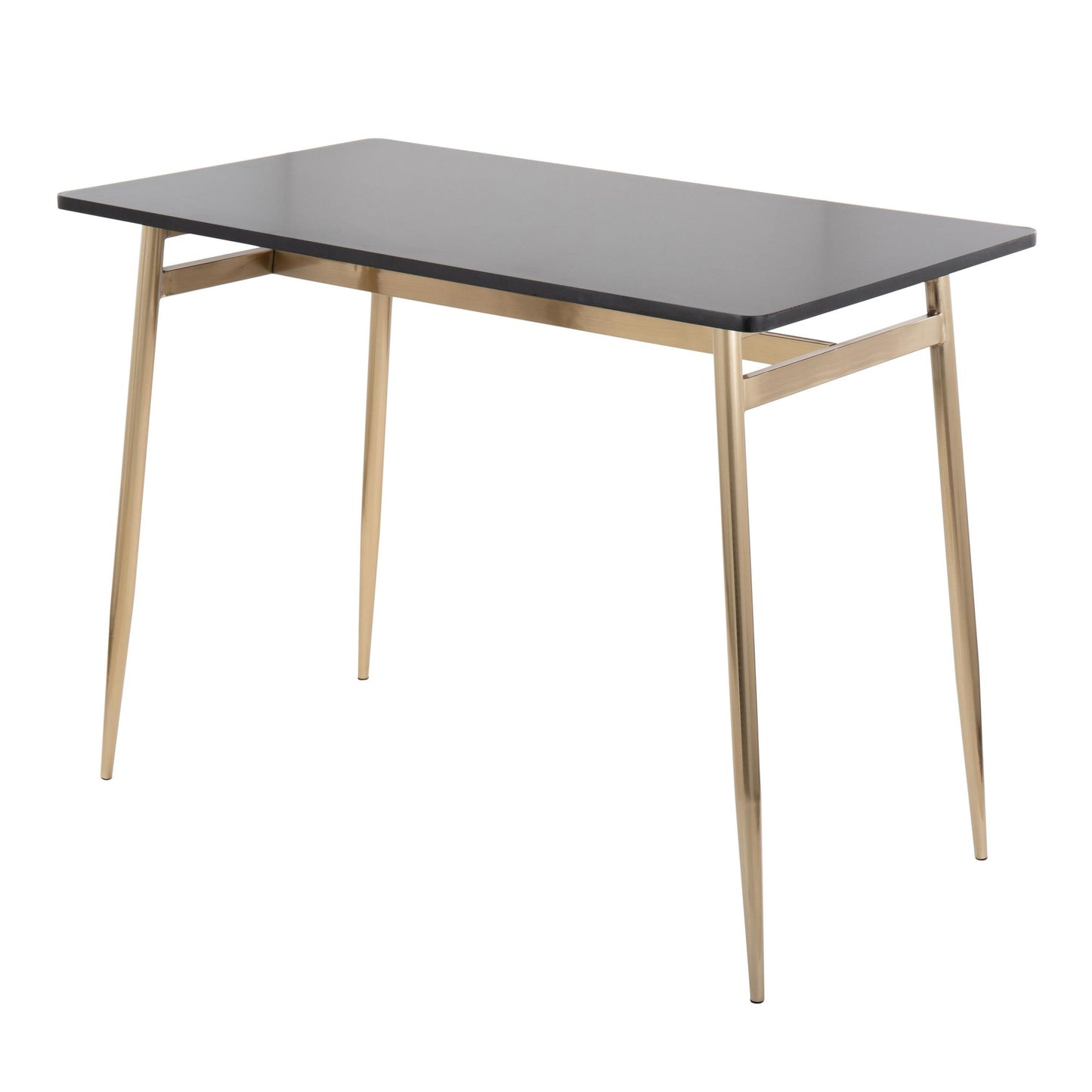 Marcel Contemporary Counter Table in Gold Metal and Black Wood