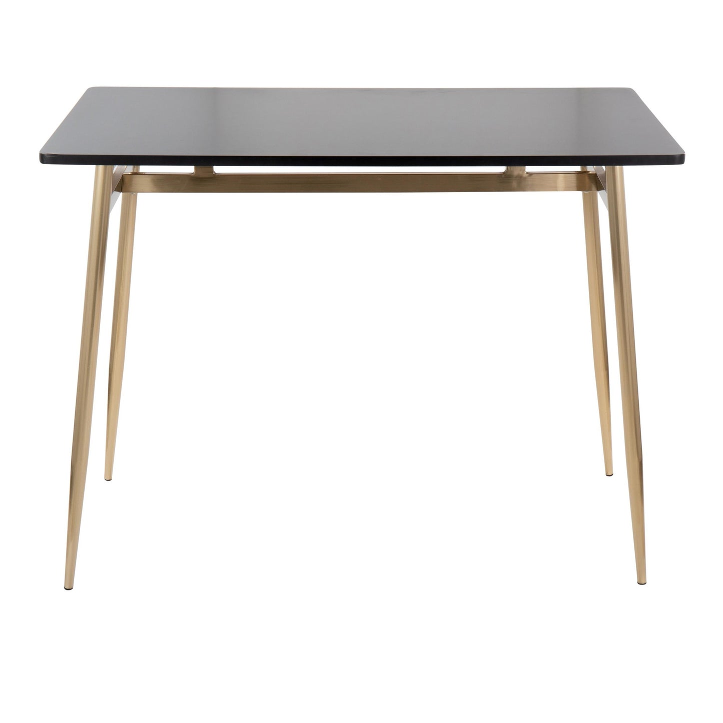 Marcel Contemporary Counter Table in Gold Metal and Black Wood