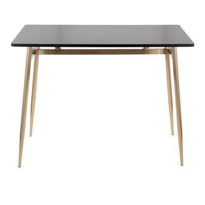 Marcel Contemporary Counter Table in Gold Metal and Black Wood